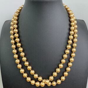 Vintage Gold Hand Knotted Glass Pearls 34"